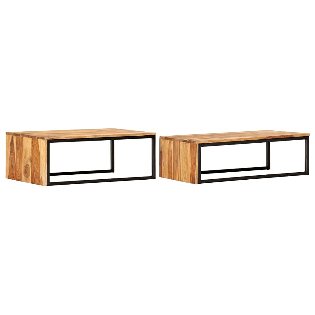 2 pcs Square Wood Nesting Tables K76816