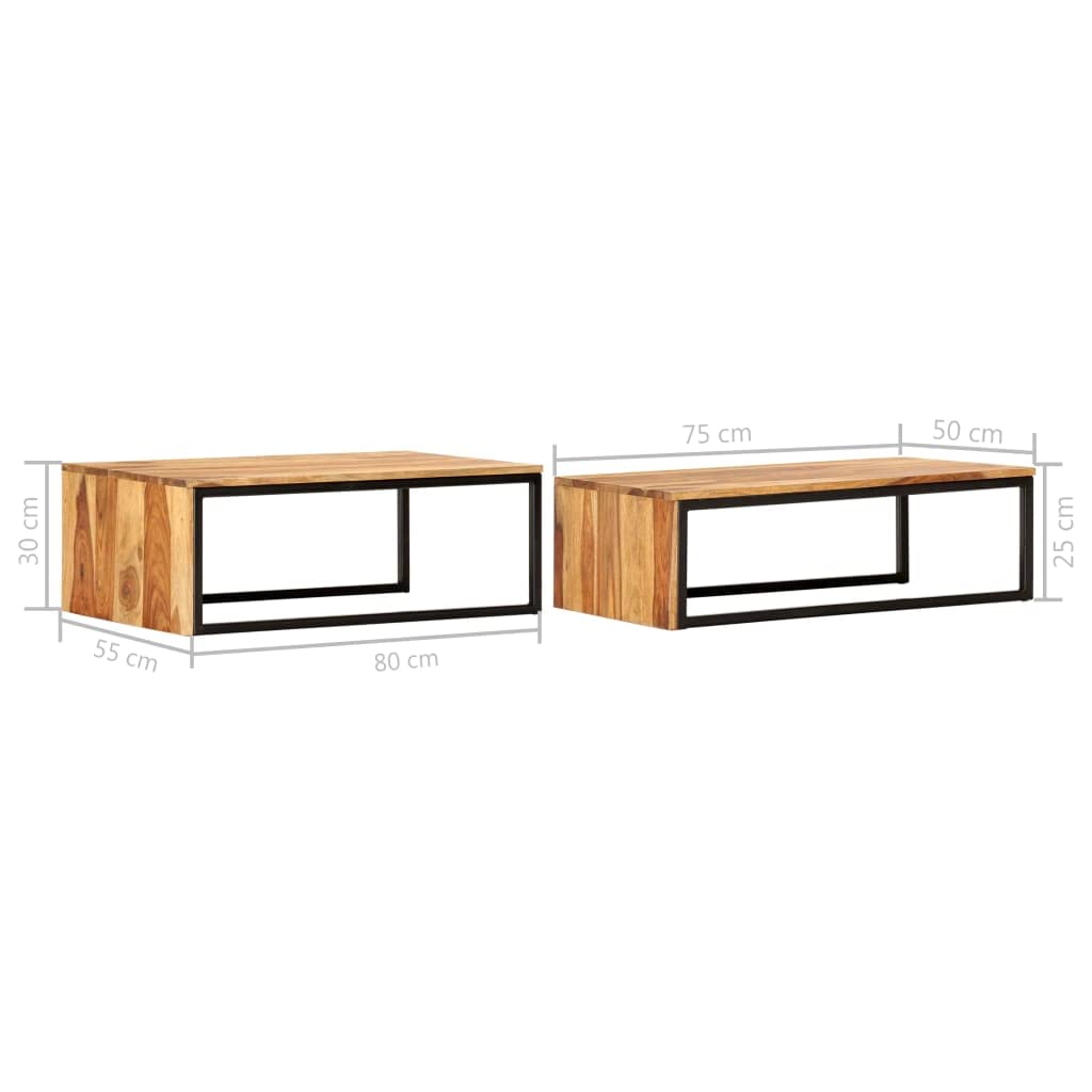 2 pcs Square Wood Nesting Tables K76816