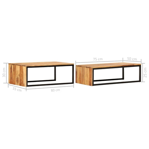 2 pcs Square Wood Nesting Tables K76816