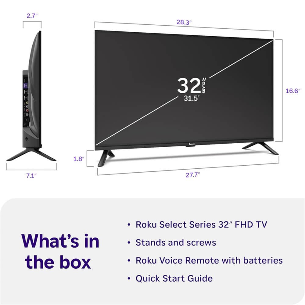 32" 1080p FHD LED Smart TV with HDMI Cable J104841