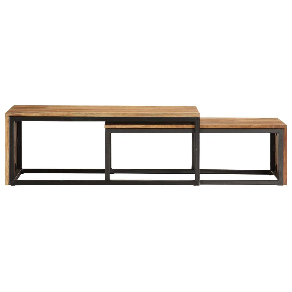 2 pcs Square Wood Nesting Tables K76816