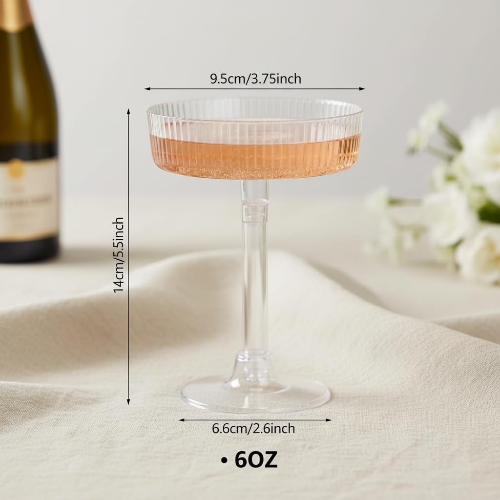 24 Pack 6oz Plastic Martini Glasses W14021