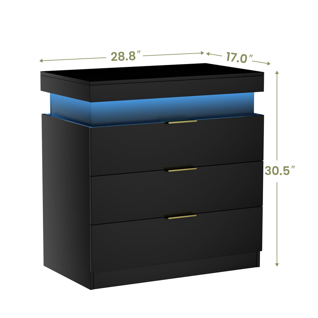 LED Smart Nightstand with Charging Station & RGB Lights K4274