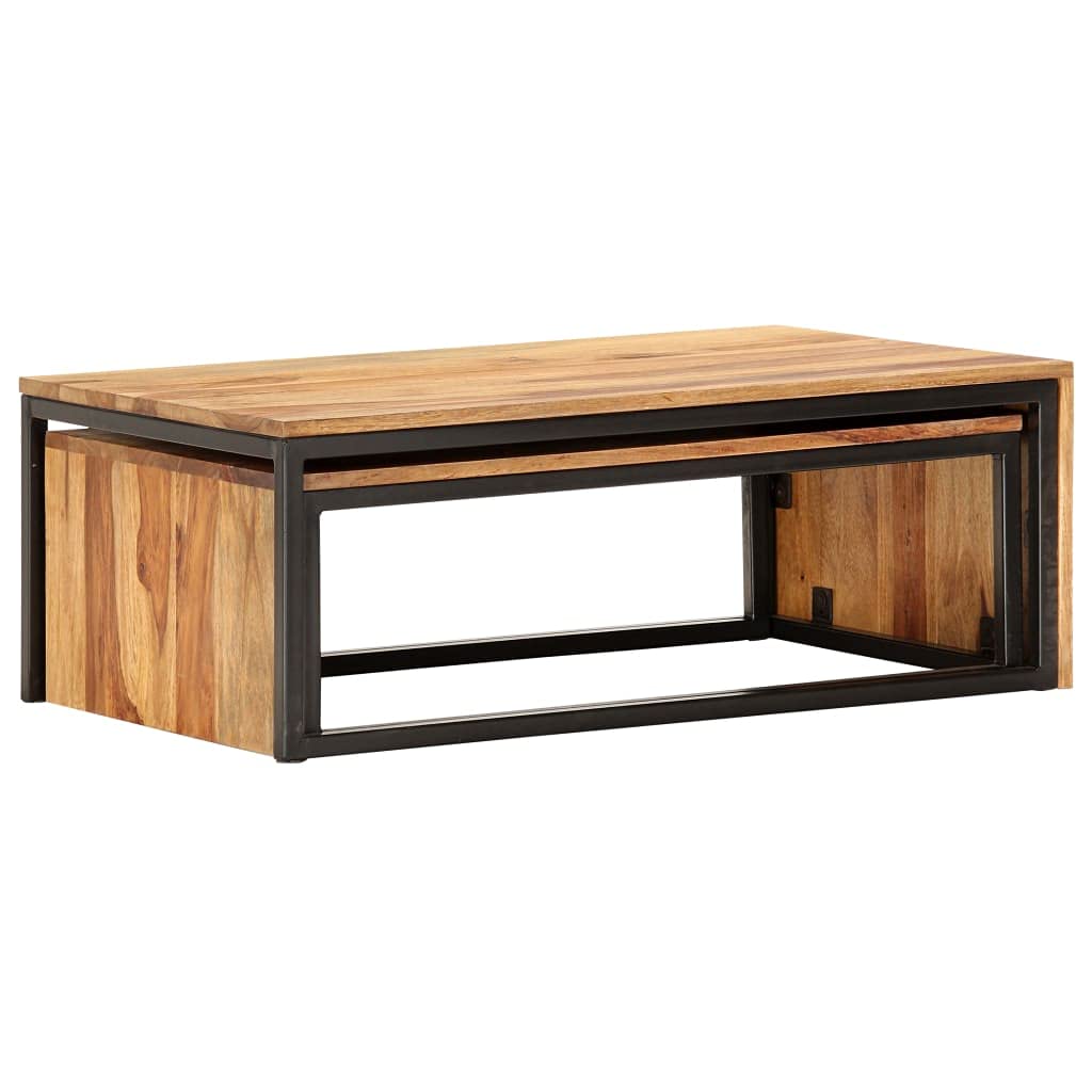 2 pcs Square Wood Nesting Tables K76816