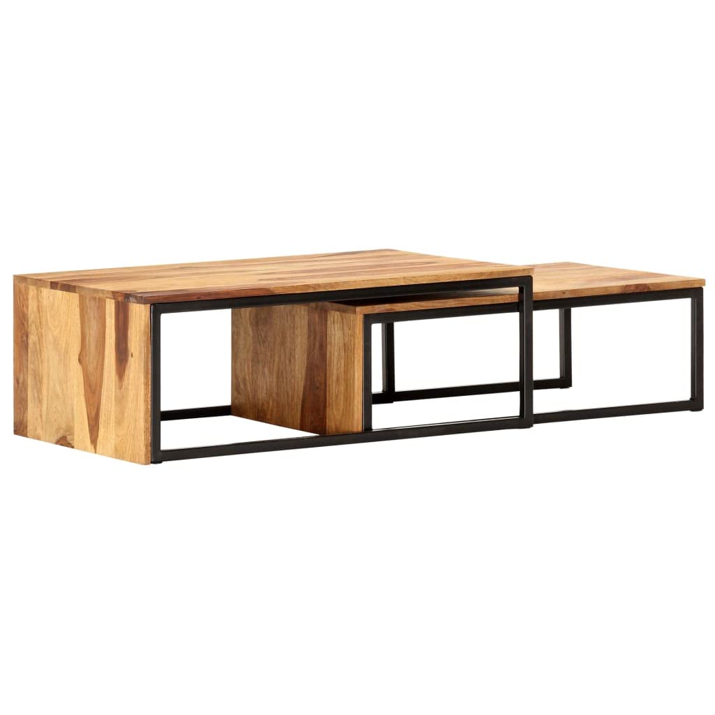 2 pcs Square Wood Nesting Tables K76816