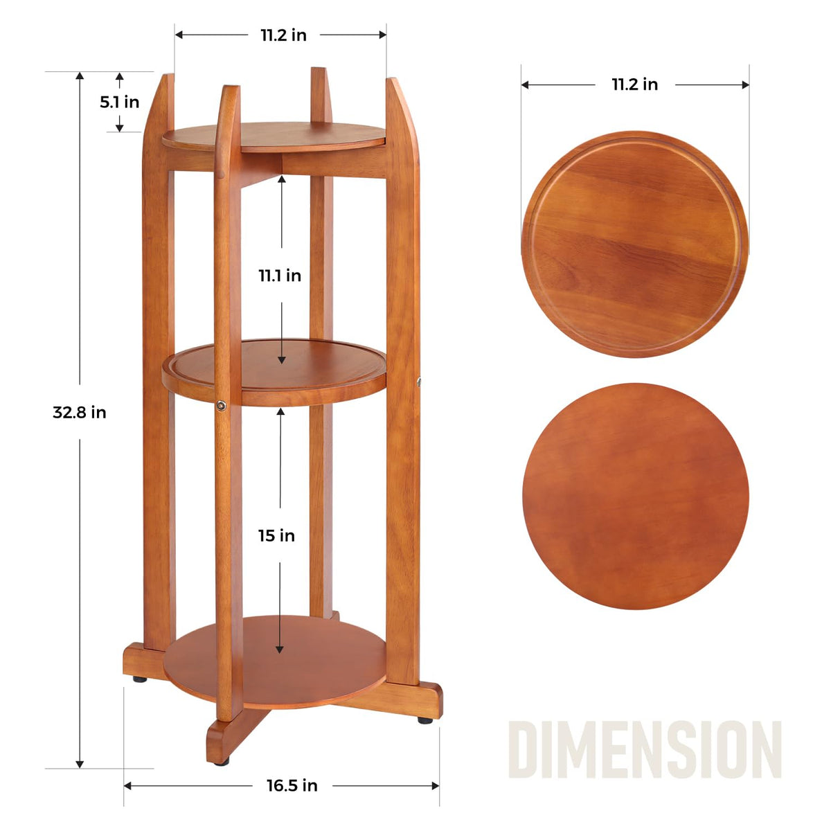 Solid Wood Water Dispenser Floor Stand with 3 Shelves E764