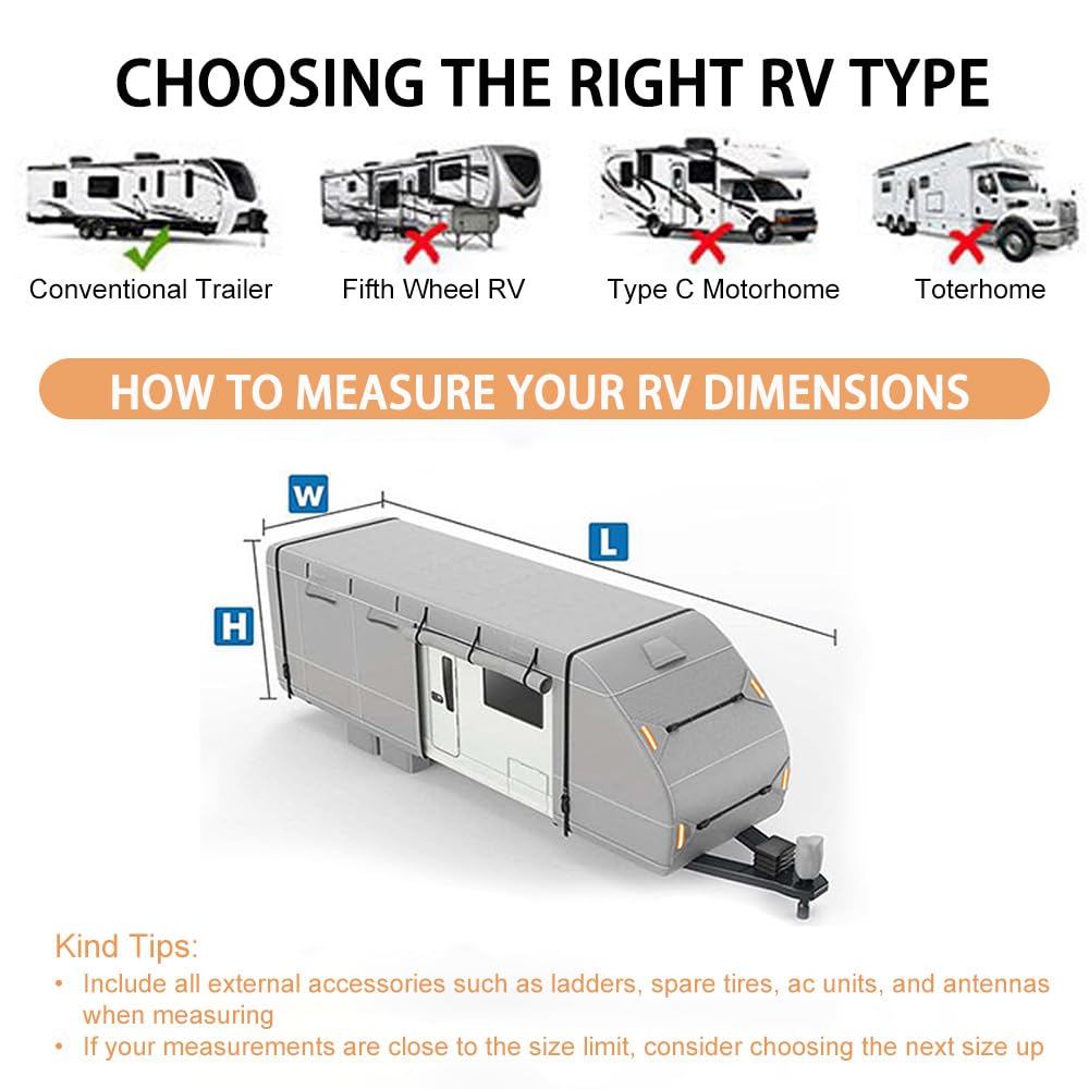 Waterproof 420D Travel Trailer Cover with Adjustable Straps F971
