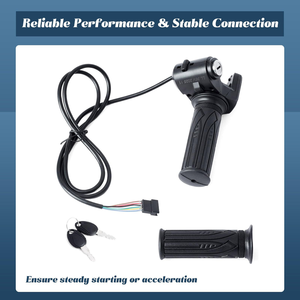 36V E-Scooter Throttle Replacement with Display Light Switch Lock 2 Keys Twist Accelerator Handle Grip 6-Pin N99969