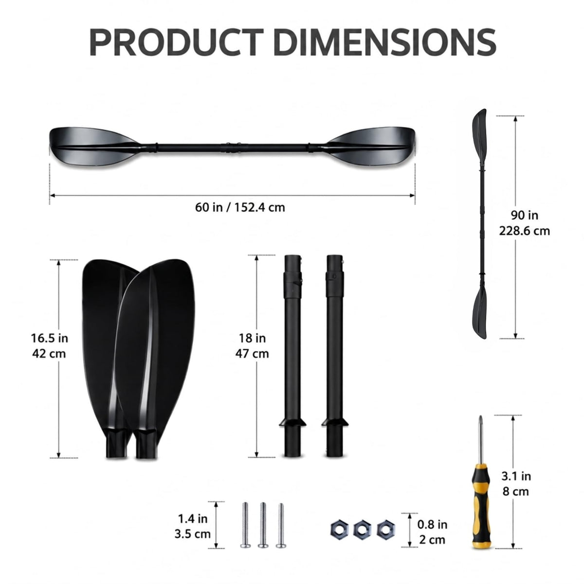 Heavy Duty Portable Kayak Paddle with Non-Slip Grip R344263