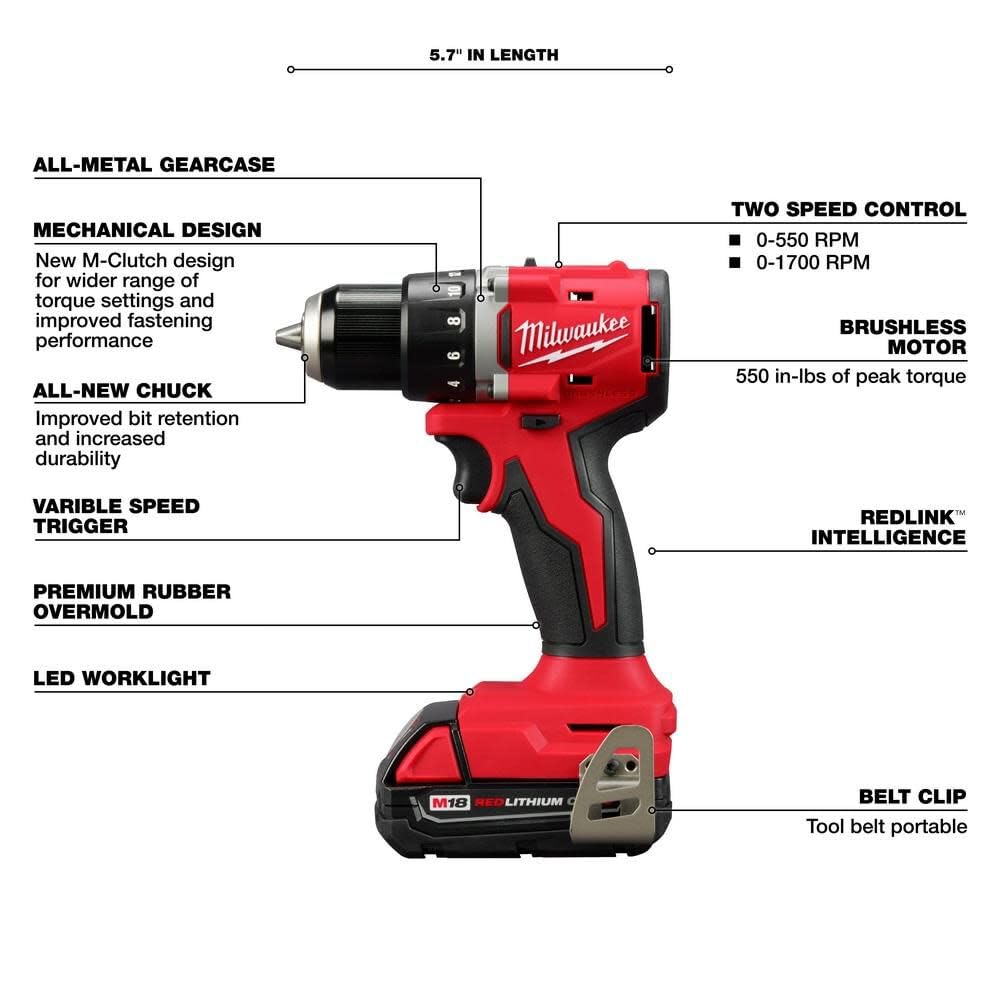 M18 Compact Brushless 1/2 Inch Drill/Driver Kit G6129