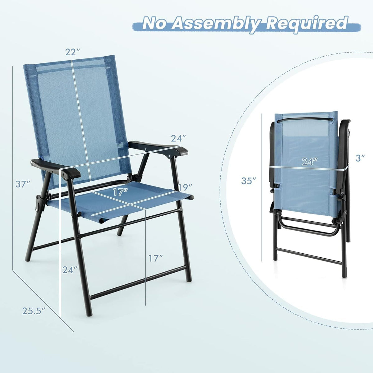 Blue Set of 2 Folding Sling Chairs D16011