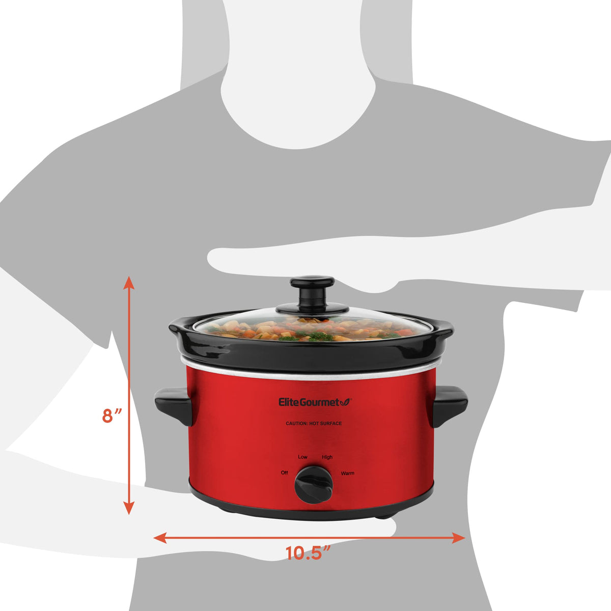 Electric Oval Slow Cooker, 2 Qt, Metallic Red R46344