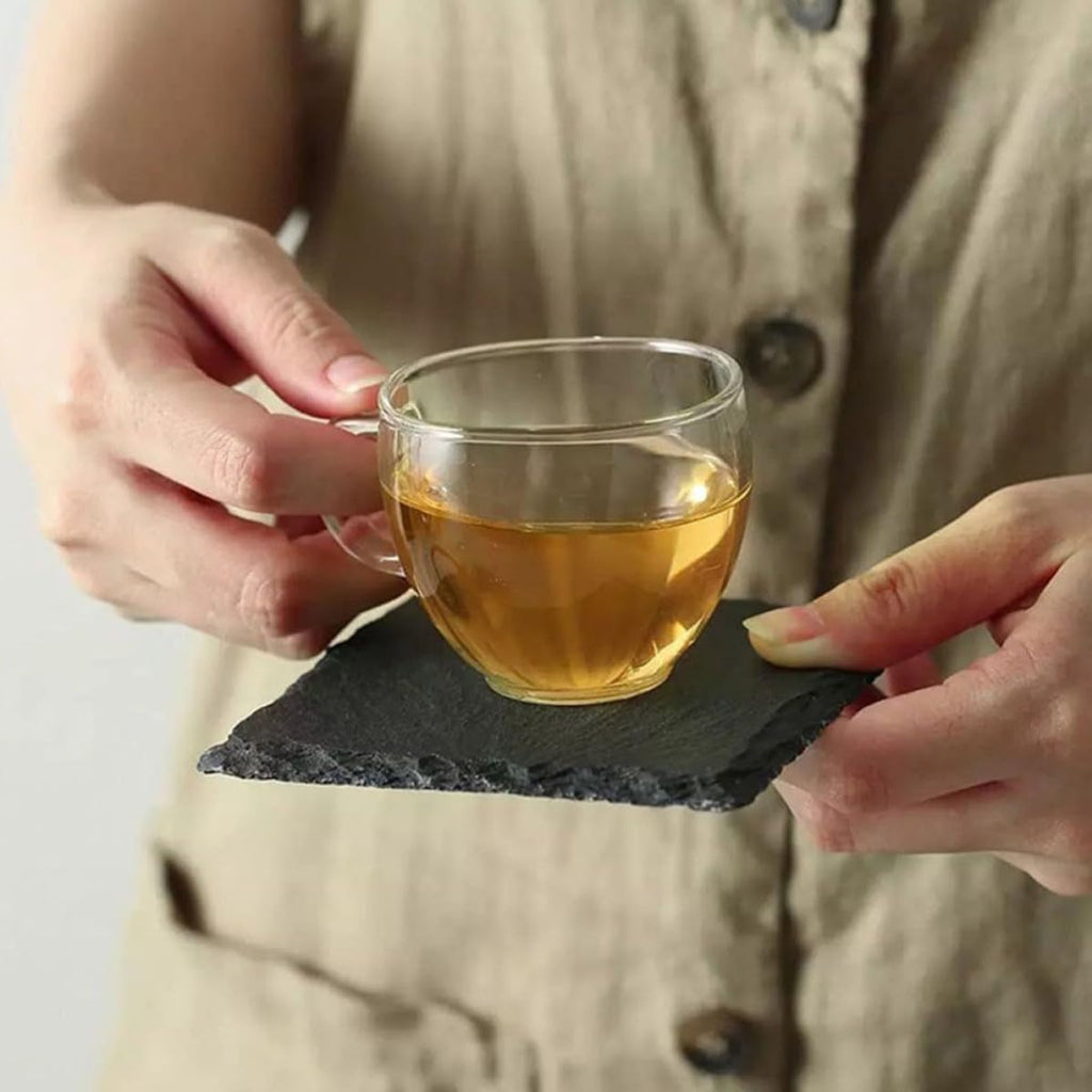 Natural Stone Cup Coaster Set with Non Slip Bottom W530456