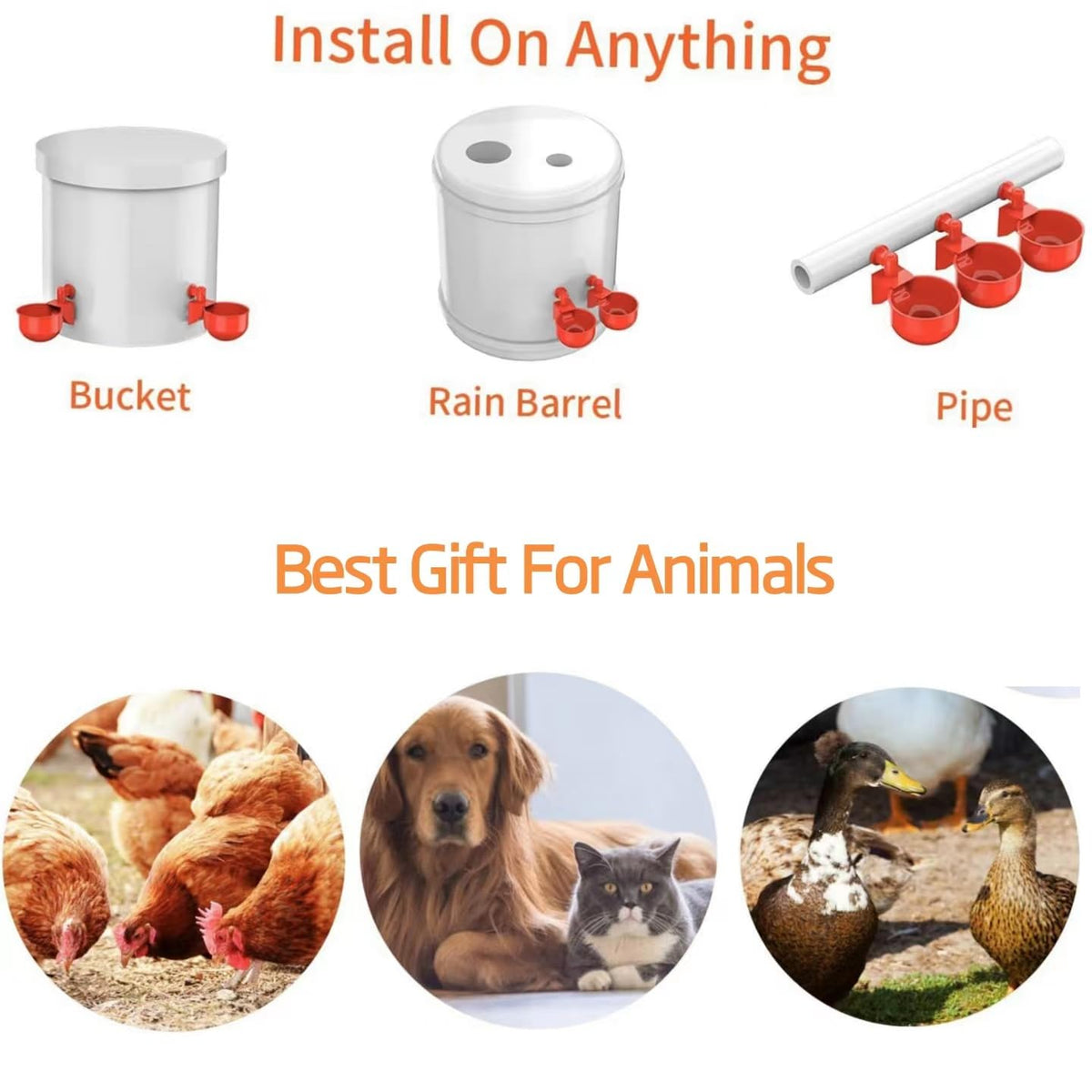 8 Pc Automatic Poultry Waterer Cups with Drill O873844