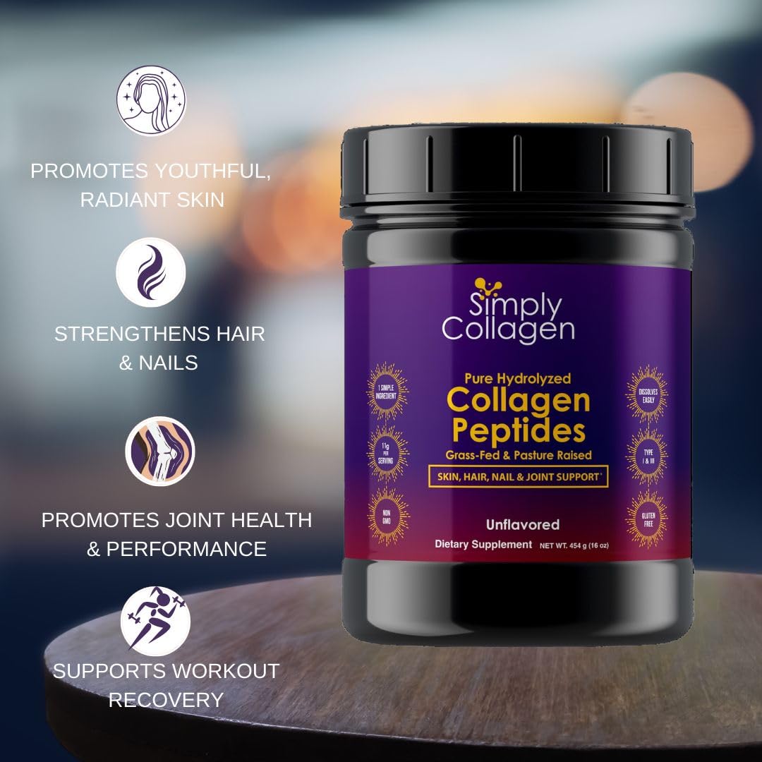 Hydrolyzed Collagen Peptides Powder Unflavored Type I & III 41 Servings W73801