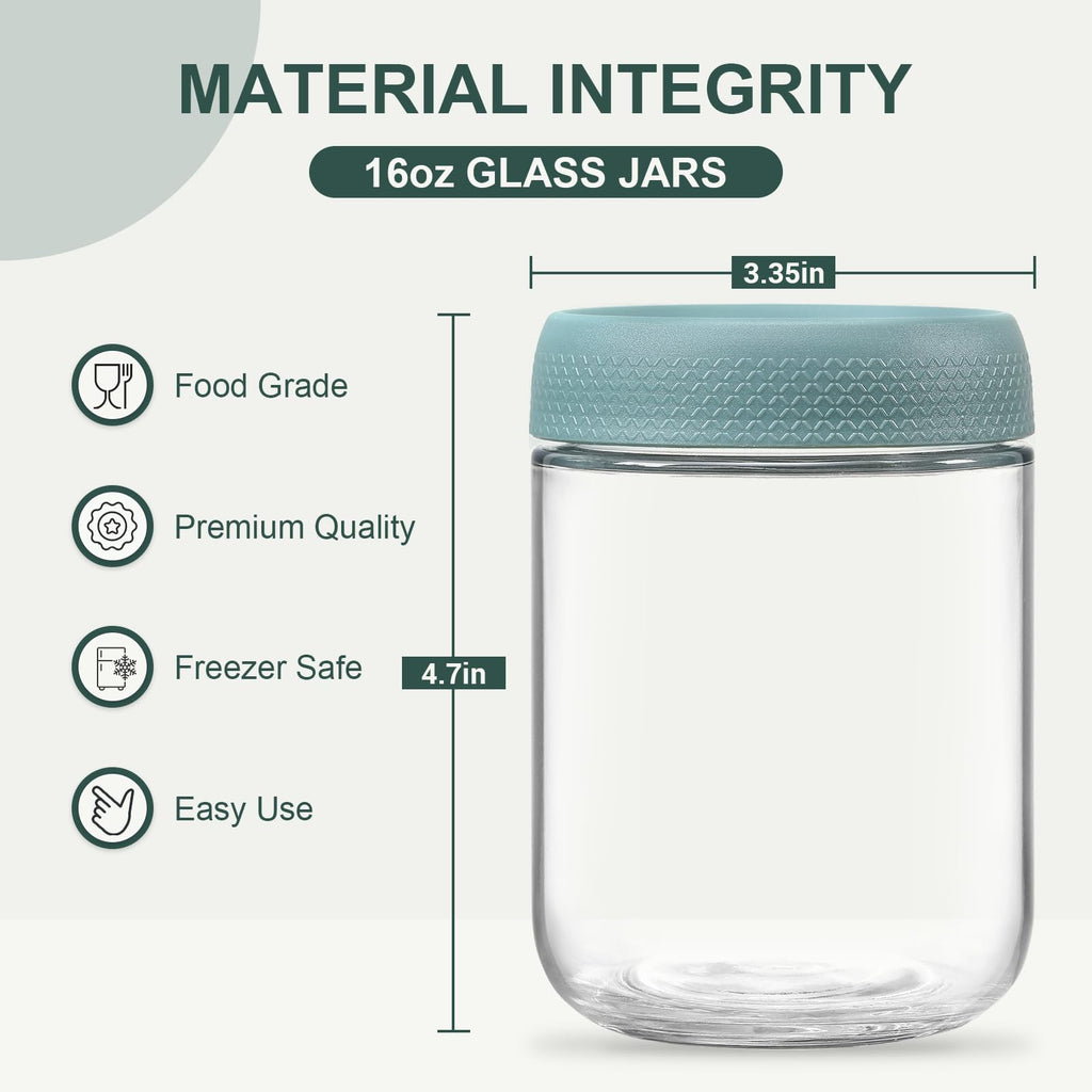 16oz Glass Jars with Airtight Lids S173