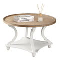 Farmhouse Round Coffee Table with Storage Shelf R962129