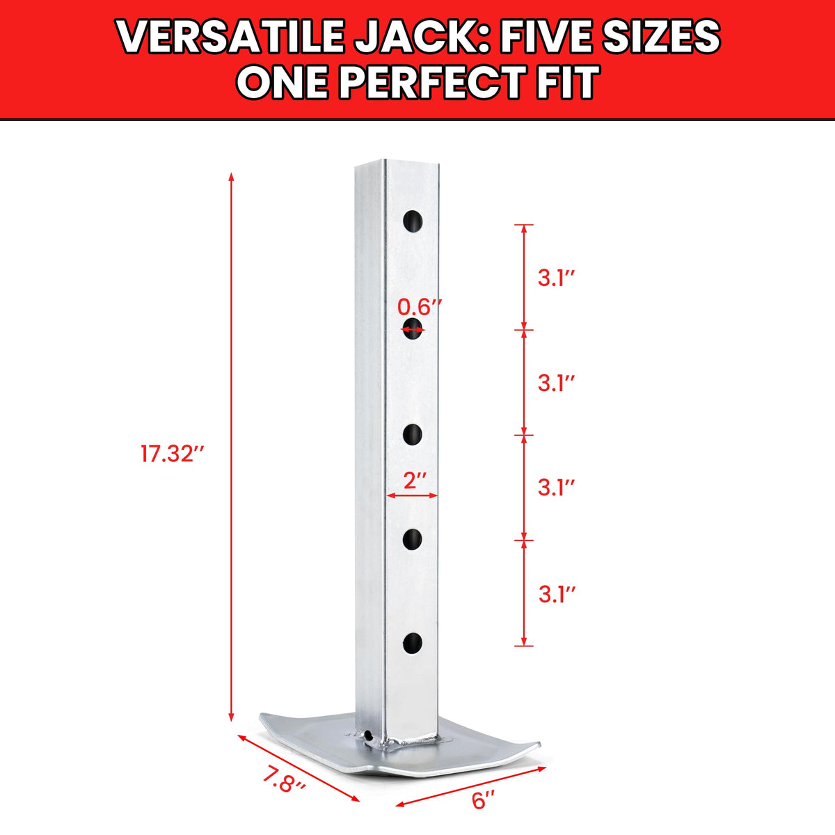 8000lbs 15 Inches Lift Square Trailer Jack with Drop Leg V1492