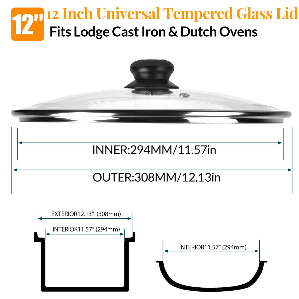 12 Inch Tempered Glass Lid O54763