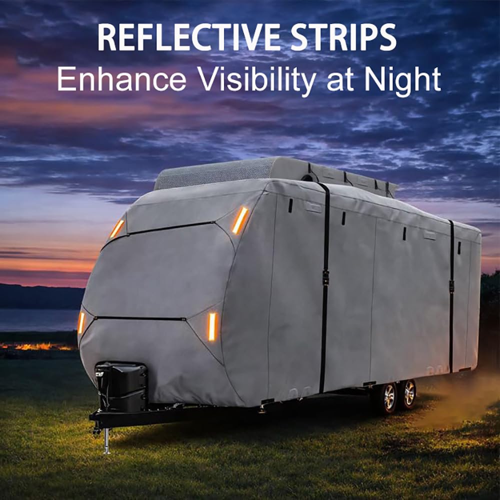 Waterproof 420D Travel Trailer Cover with Adjustable Straps F971