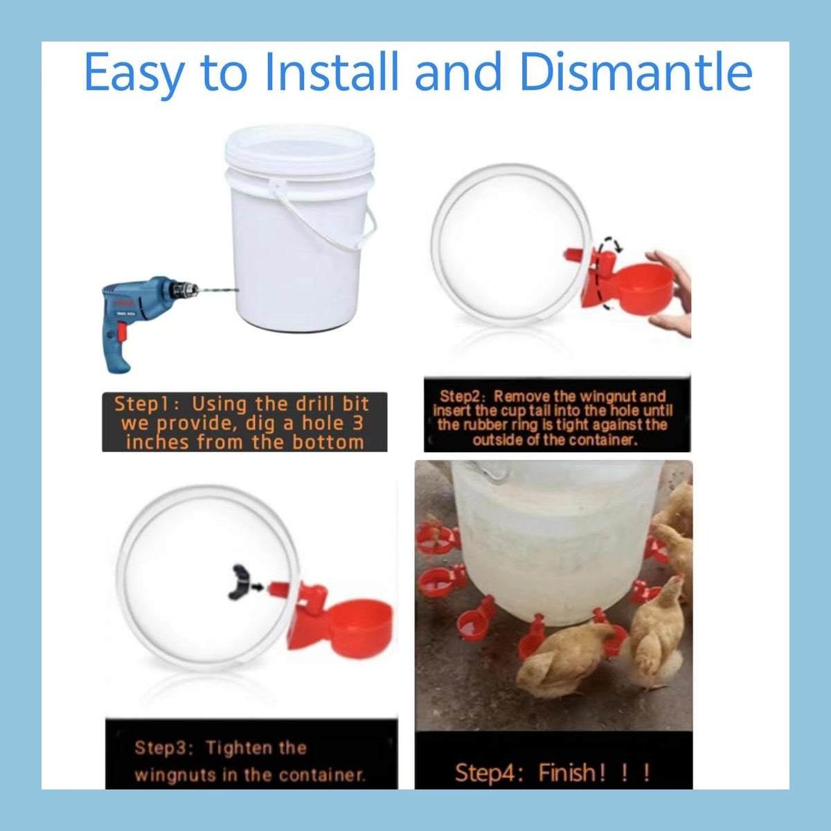 8 Pc Automatic Poultry Waterer Cups with Drill O873844