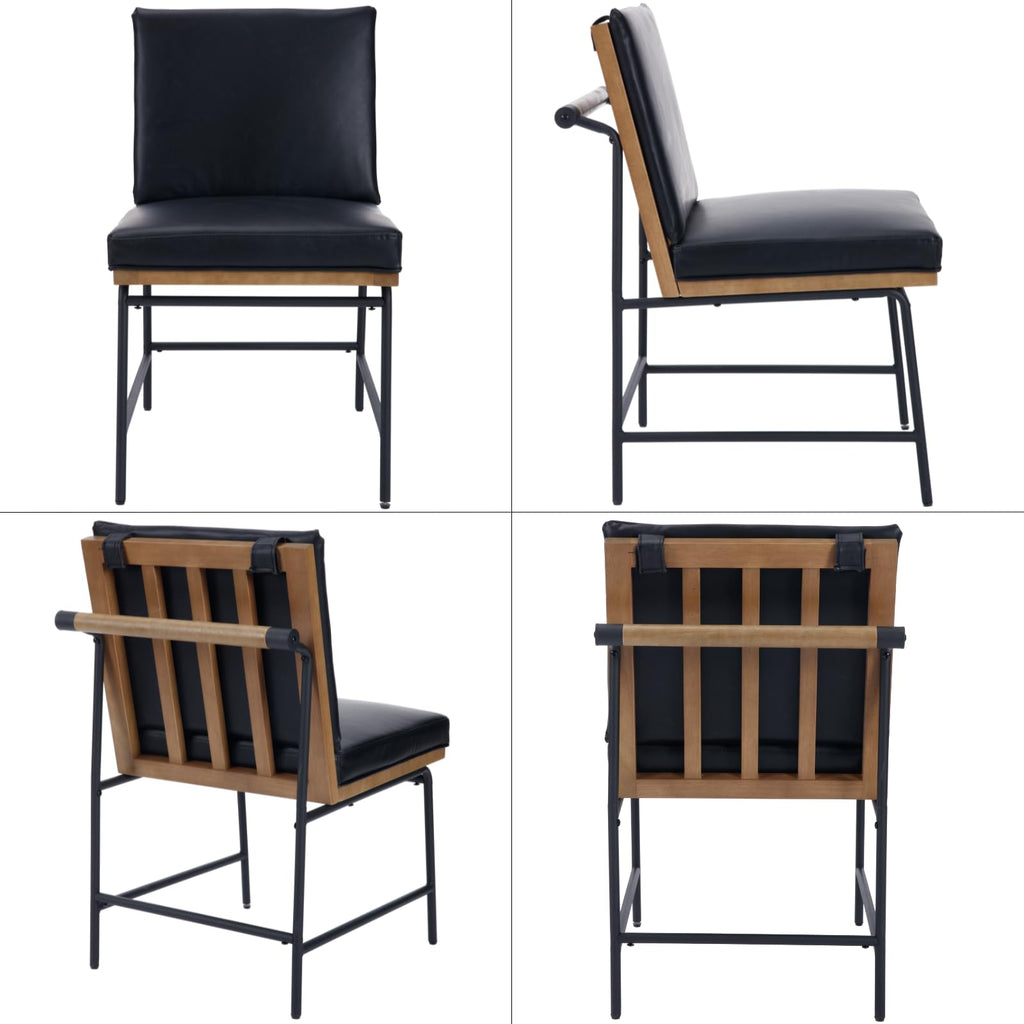 Black PU Dining Chairs Set of 2 Q129