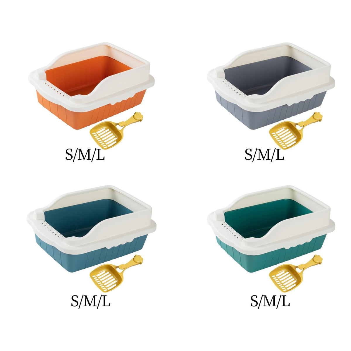 Orange Cat Litter Box with Sifting Spoon Y76840