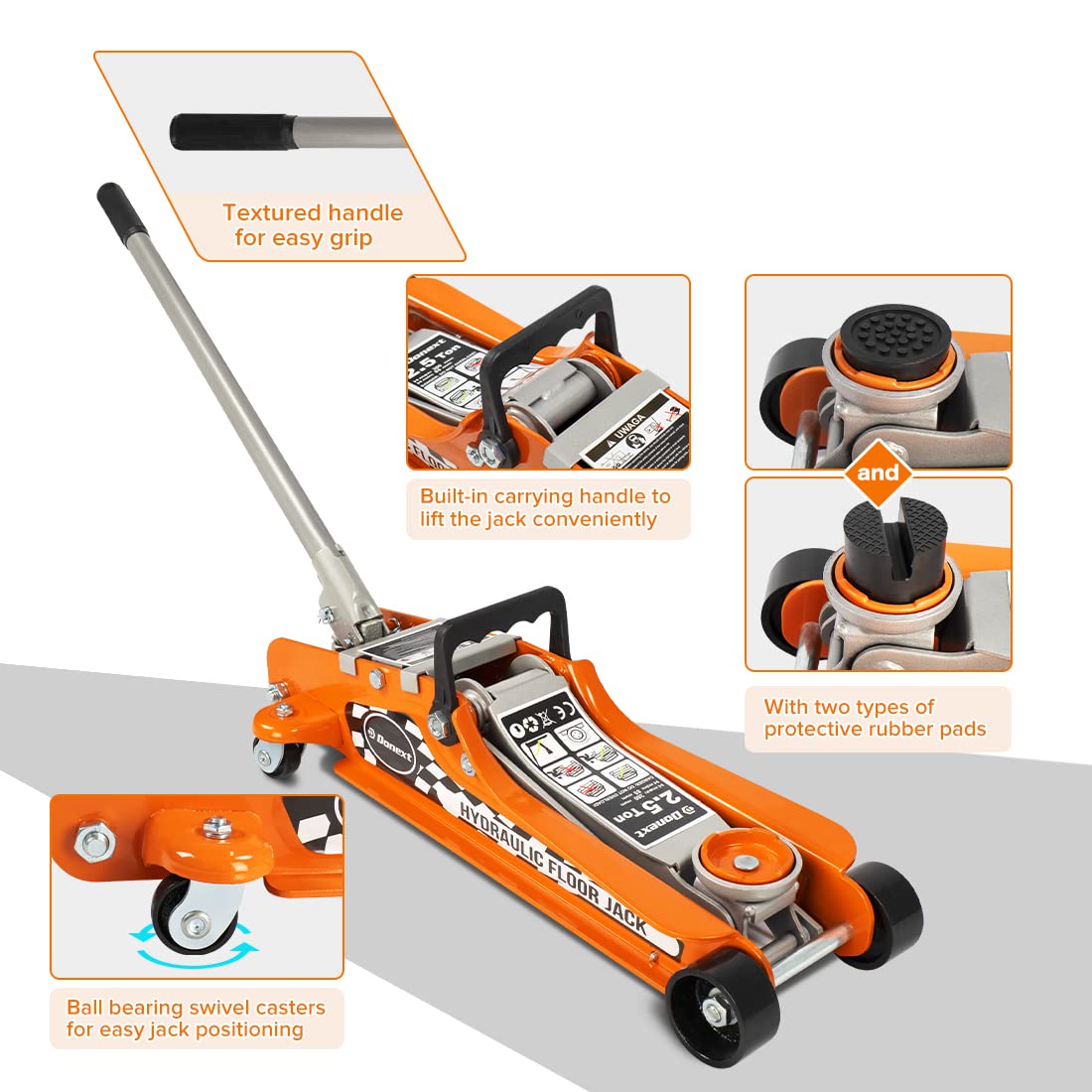 2.5 Ton Steel Floor Jack and 3 Ton Black Jack Stands X58081