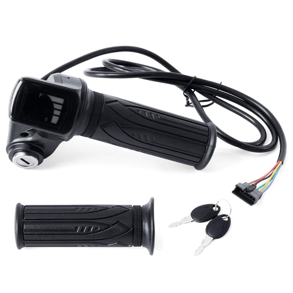 36V E-Scooter Throttle Replacement with Display Light Switch Lock 2 Keys Twist Accelerator Handle Grip 6-Pin N99969