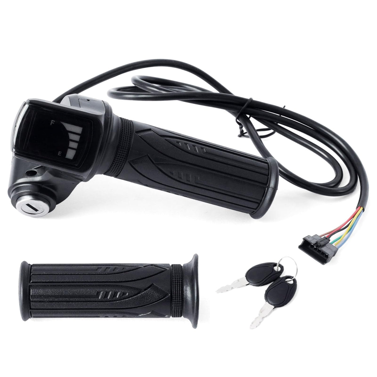 36V E-Scooter Throttle Replacement with Display Light Switch Lock 2 Keys Twist Accelerator Handle Grip 6-Pin N99969