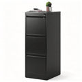 Black 3 Drawer Locking Metal Filing Cabinet D585