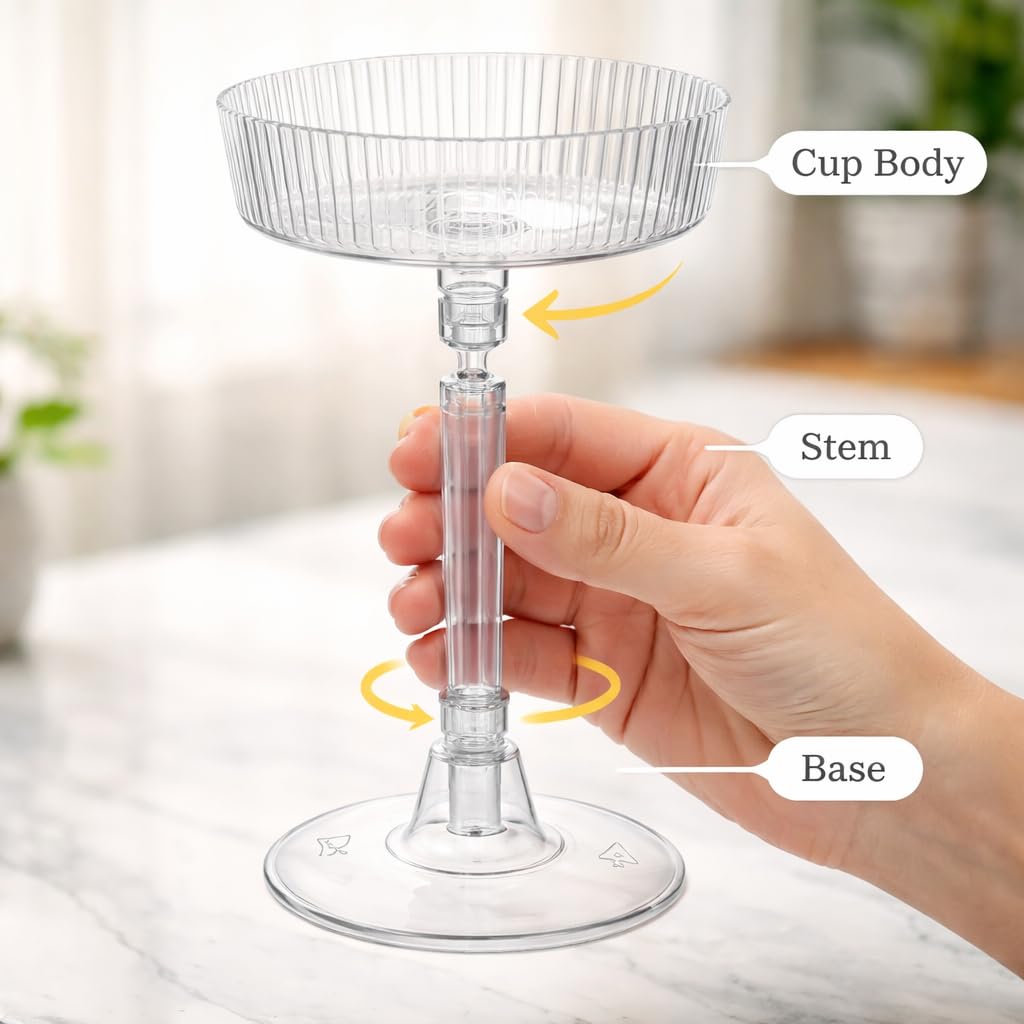 24 Pack 6oz Plastic Martini Glasses W14021