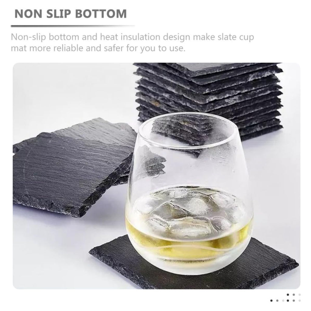 Natural Stone Cup Coaster Set with Non Slip Bottom W530456