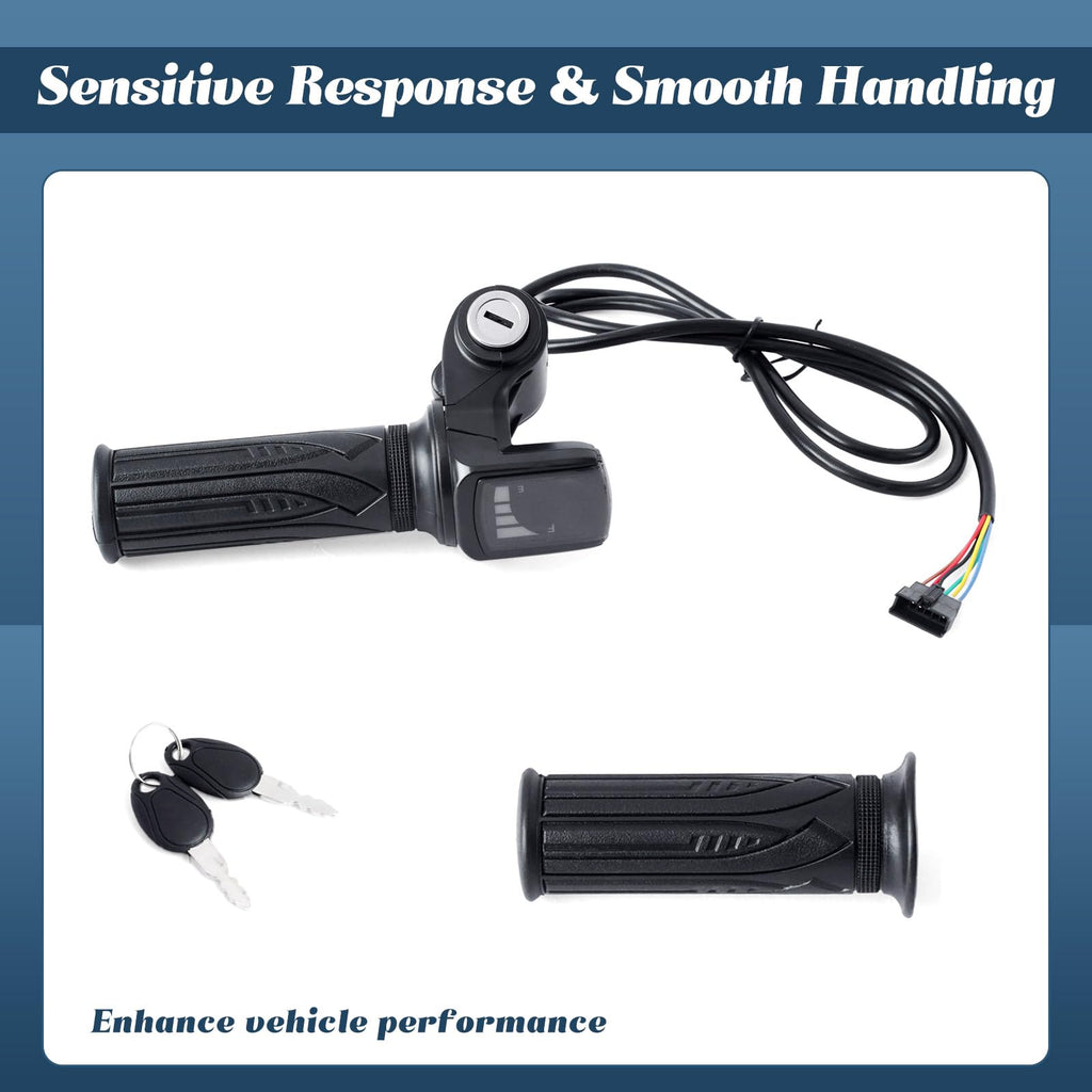 36V E-Scooter Throttle Replacement with Display Light Switch Lock 2 Keys Twist Accelerator Handle Grip 6-Pin N99969