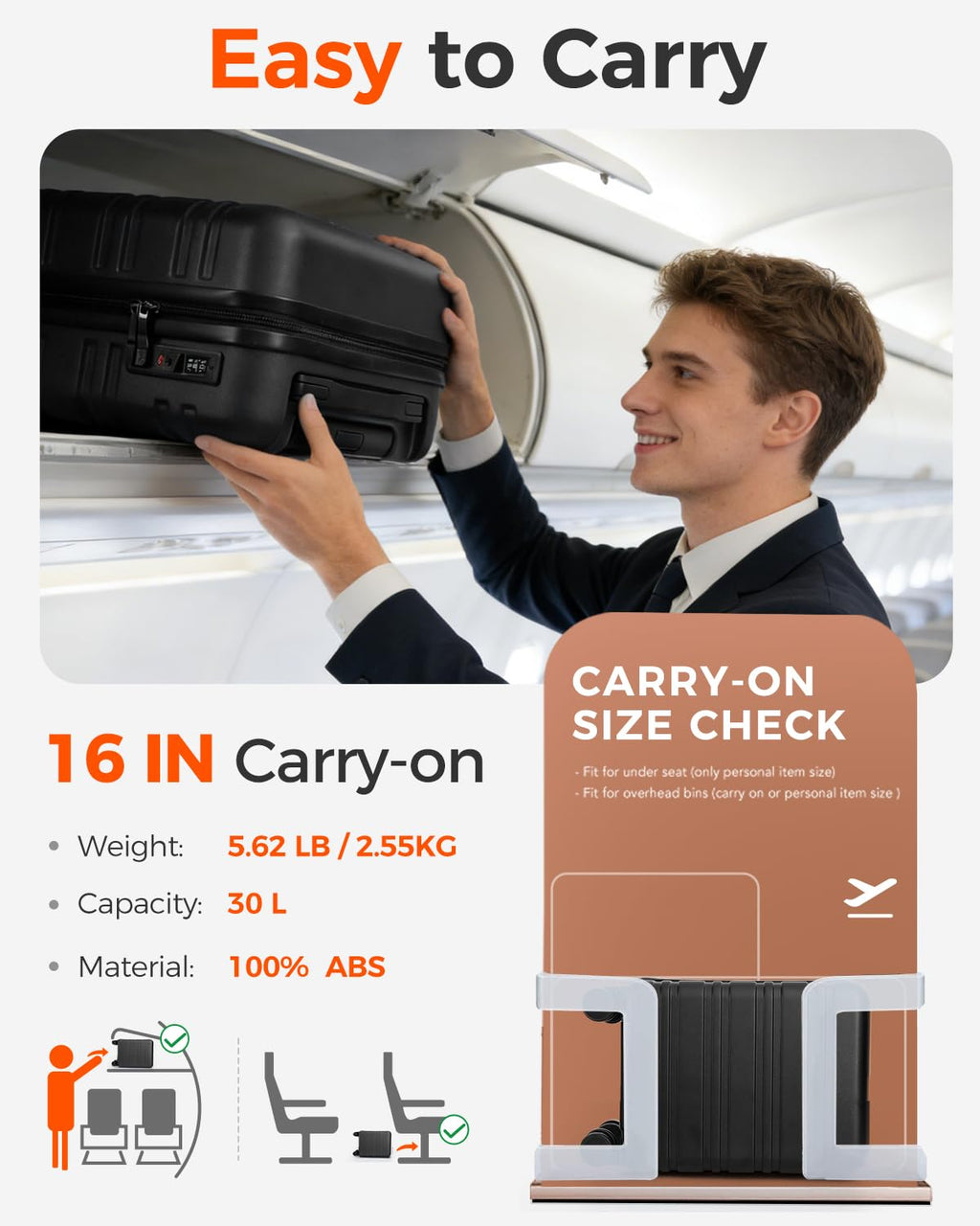 16 Inch Underseat Carry On Luggage U646146