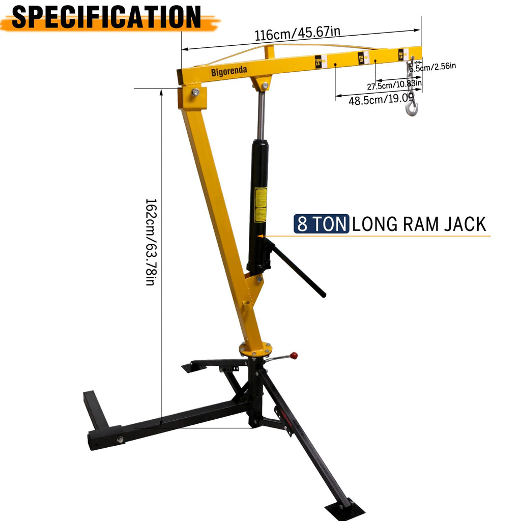 1000lb Capacity Hydraulic 360° Swivel Truck Crane U925866