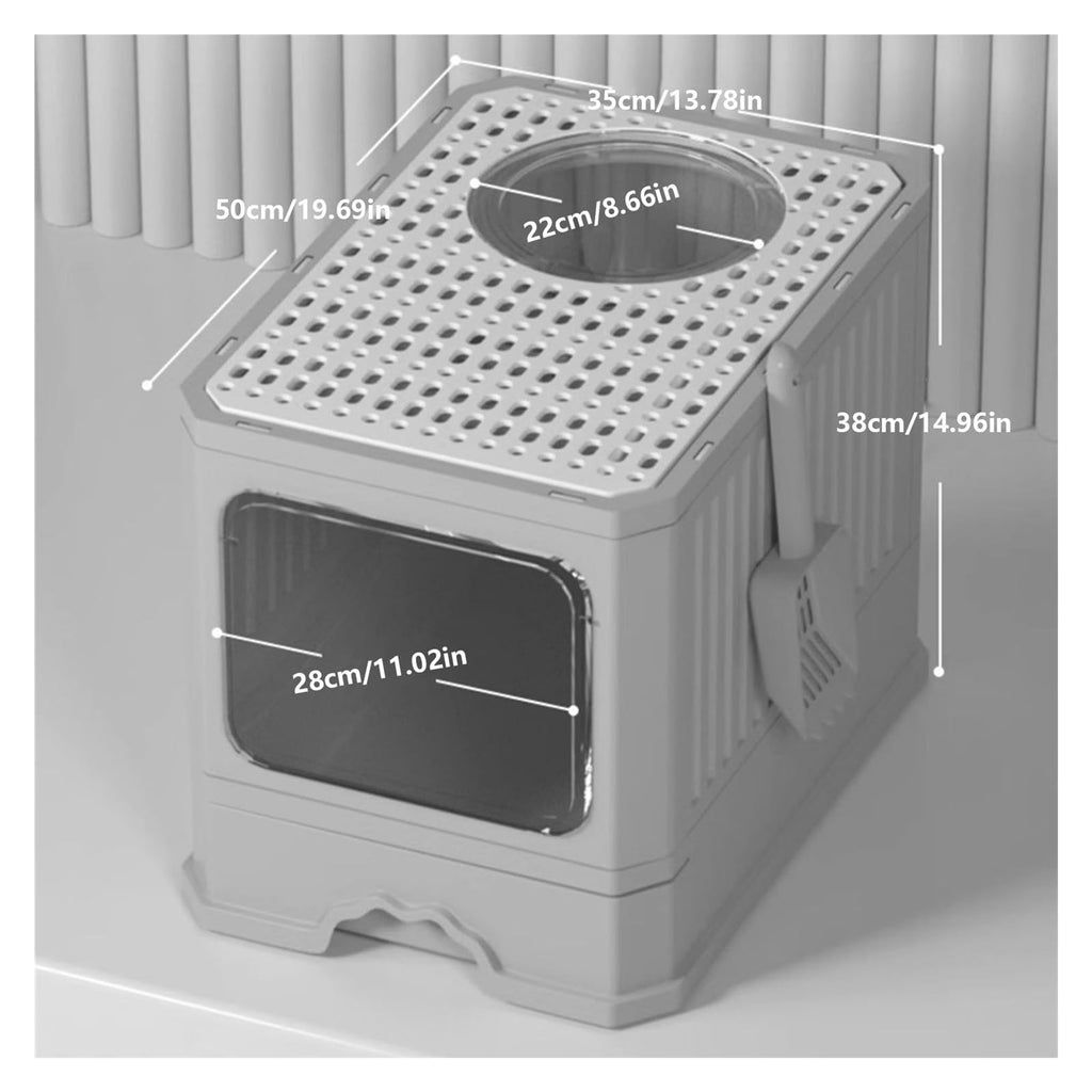 Foldable Cat Litter Box with Lid and Shovel O419