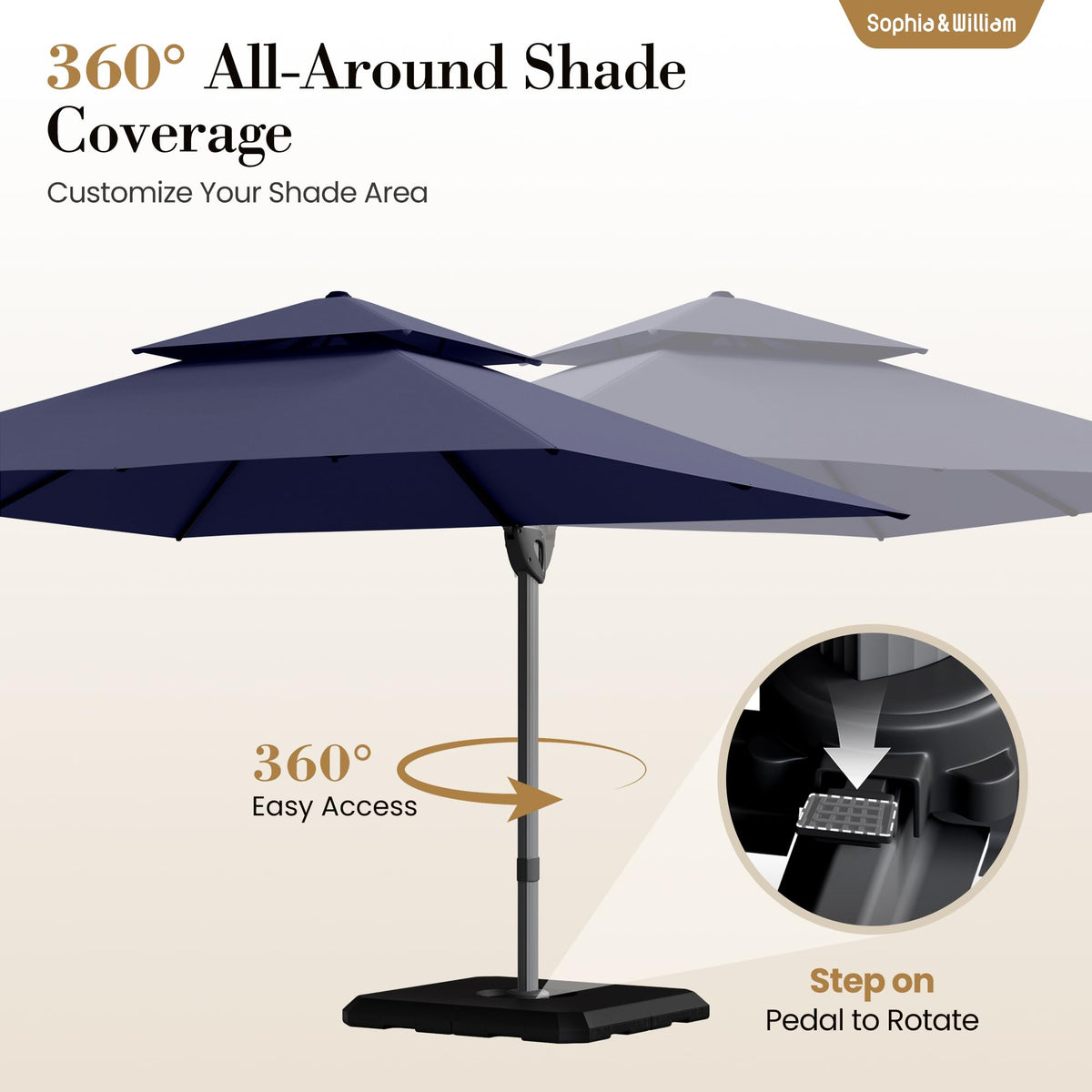 12ft Cantilever Patio Umbrella with Base Q5869