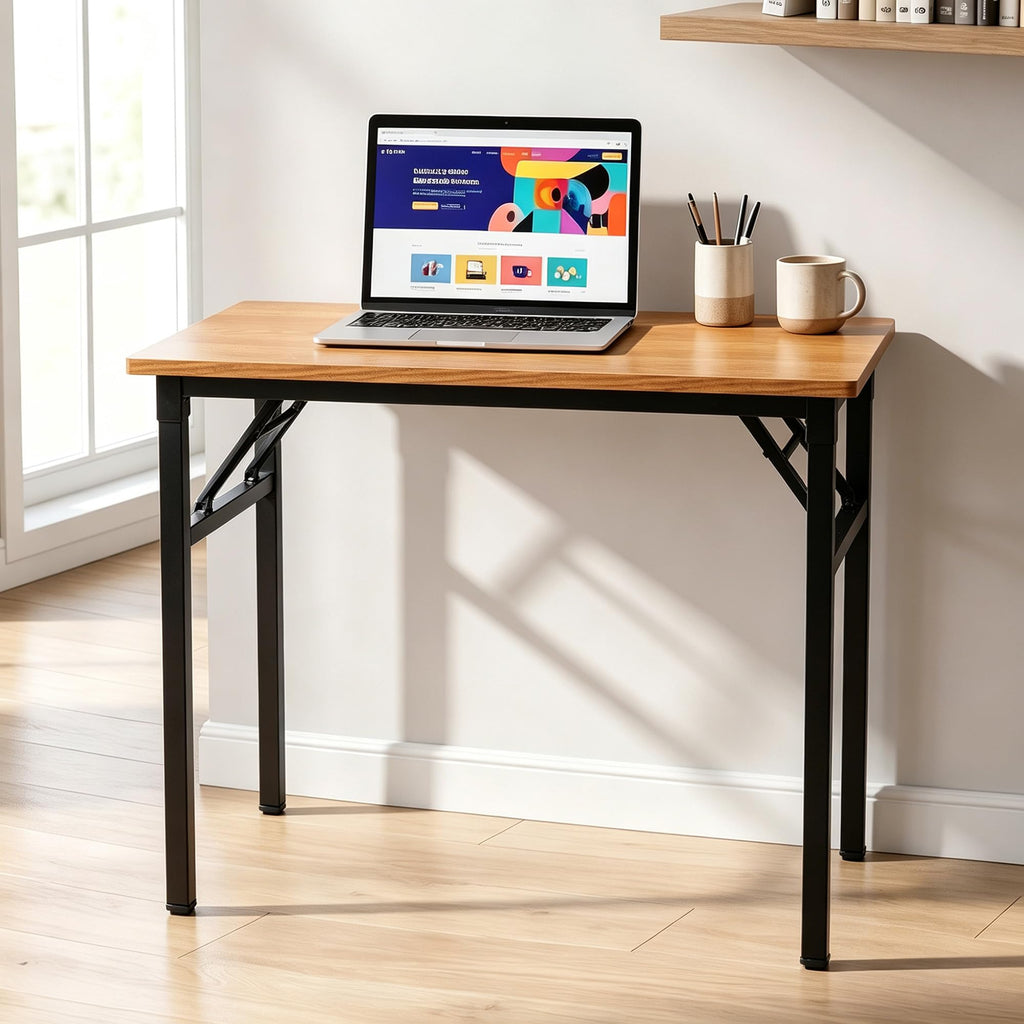 Small Folding Computer Desk 31.5x15.7 Inch Teak E761173