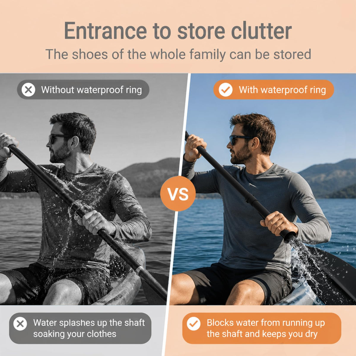 Heavy Duty Portable Kayak Paddle with Non-Slip Grip R344263