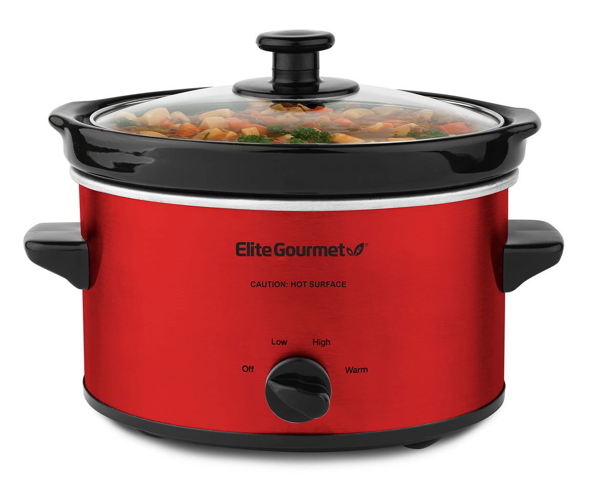 Electric Oval Slow Cooker, 2 Qt, Metallic Red R46344