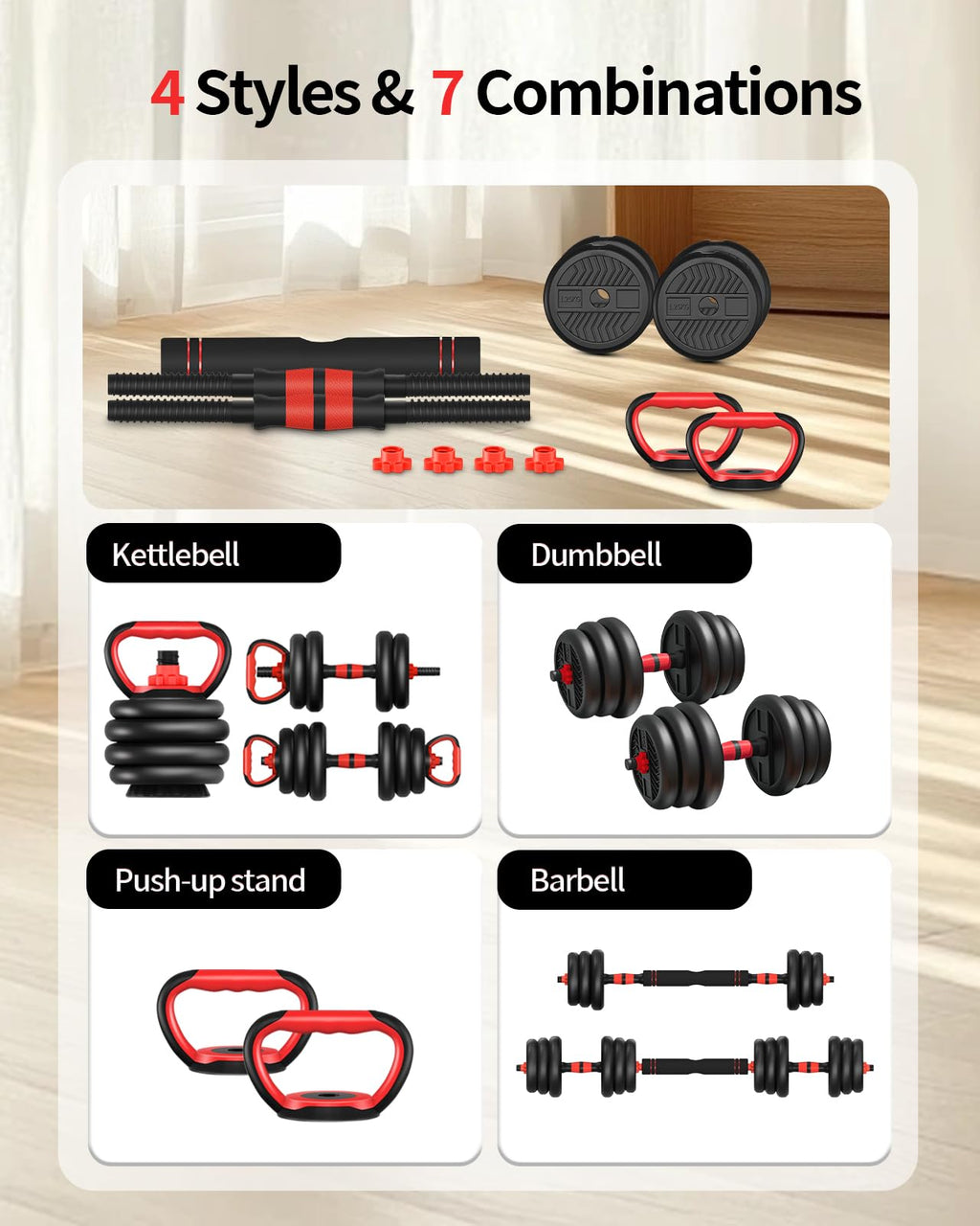 Adjustable Dumbbells Free Weight Set with Connector A421