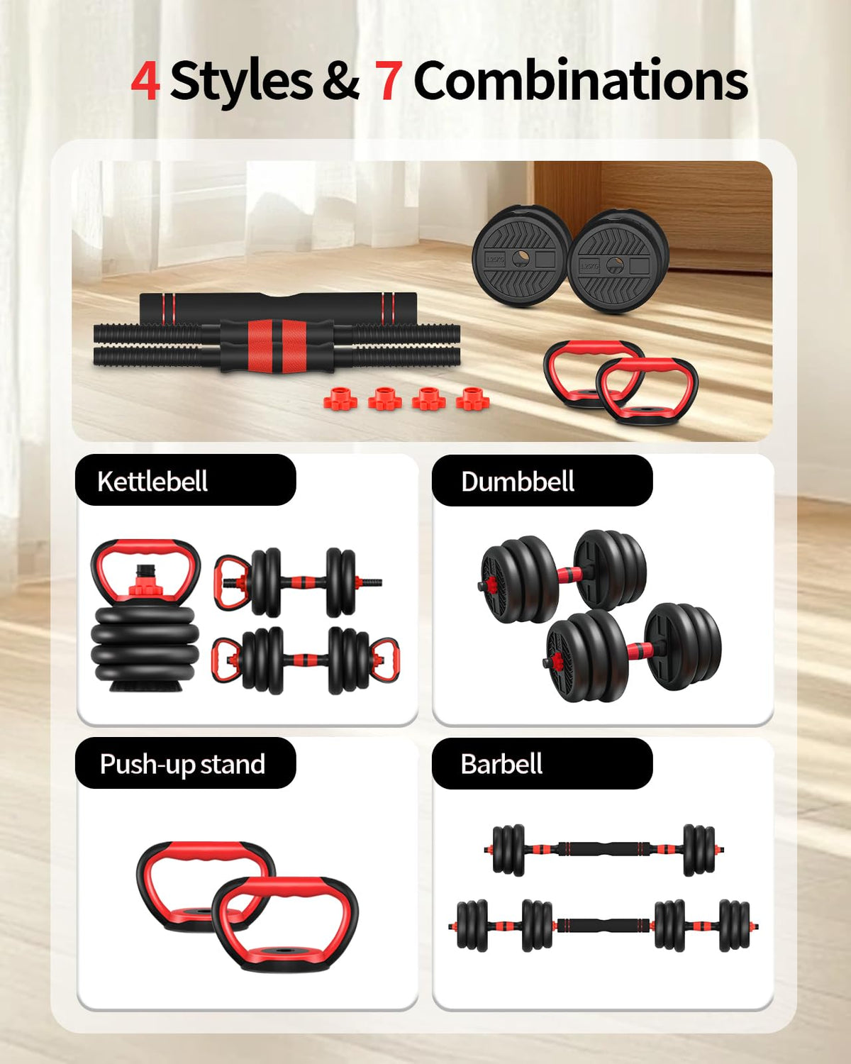 Adjustable Dumbbells Free Weight Set with Connector A421