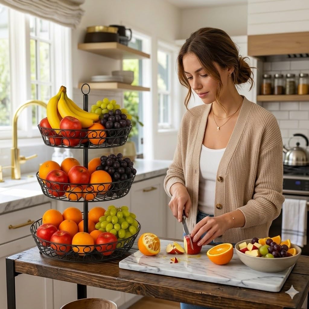 3-Tier Metal Fruit Basket V522