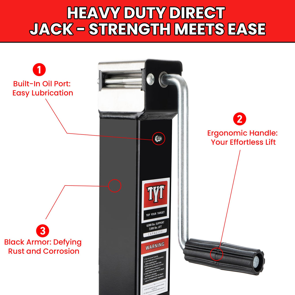 8000lbs 15 Inches Lift Square Trailer Jack with Drop Leg V1492