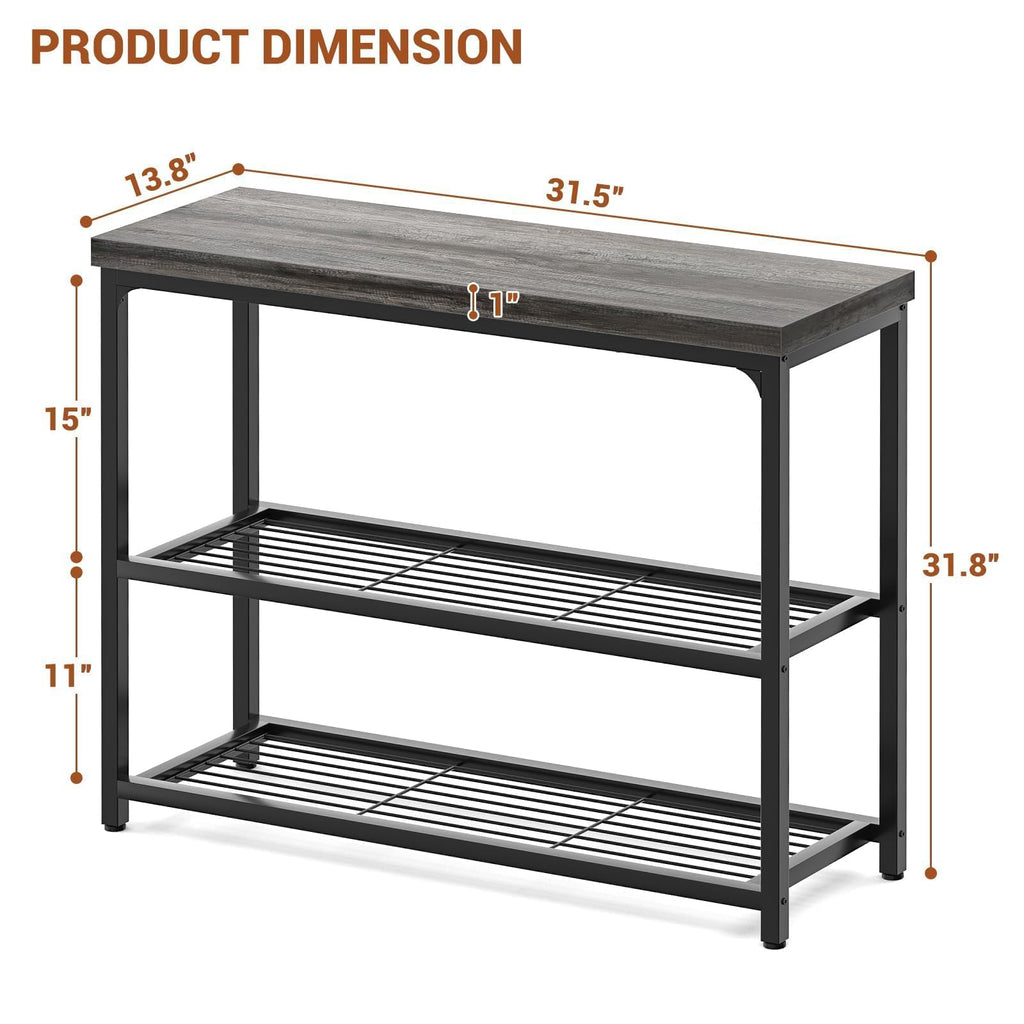 32" 3-Tier Oak Grey Console Table P421440