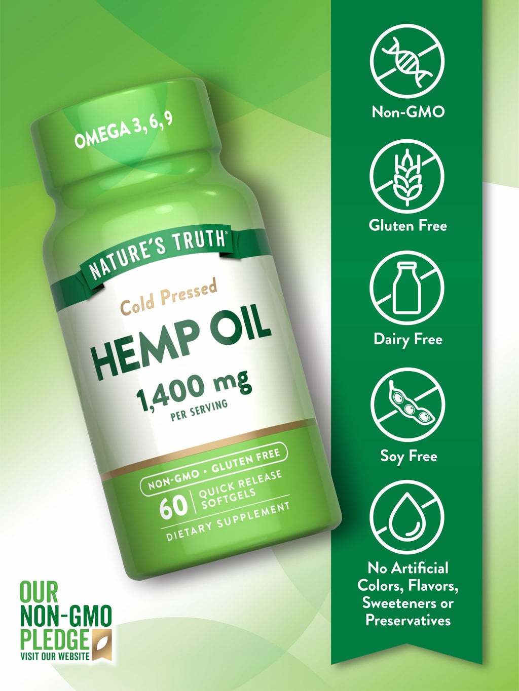 Hemp Oil Softgels 1400mg 60 Count T28204
