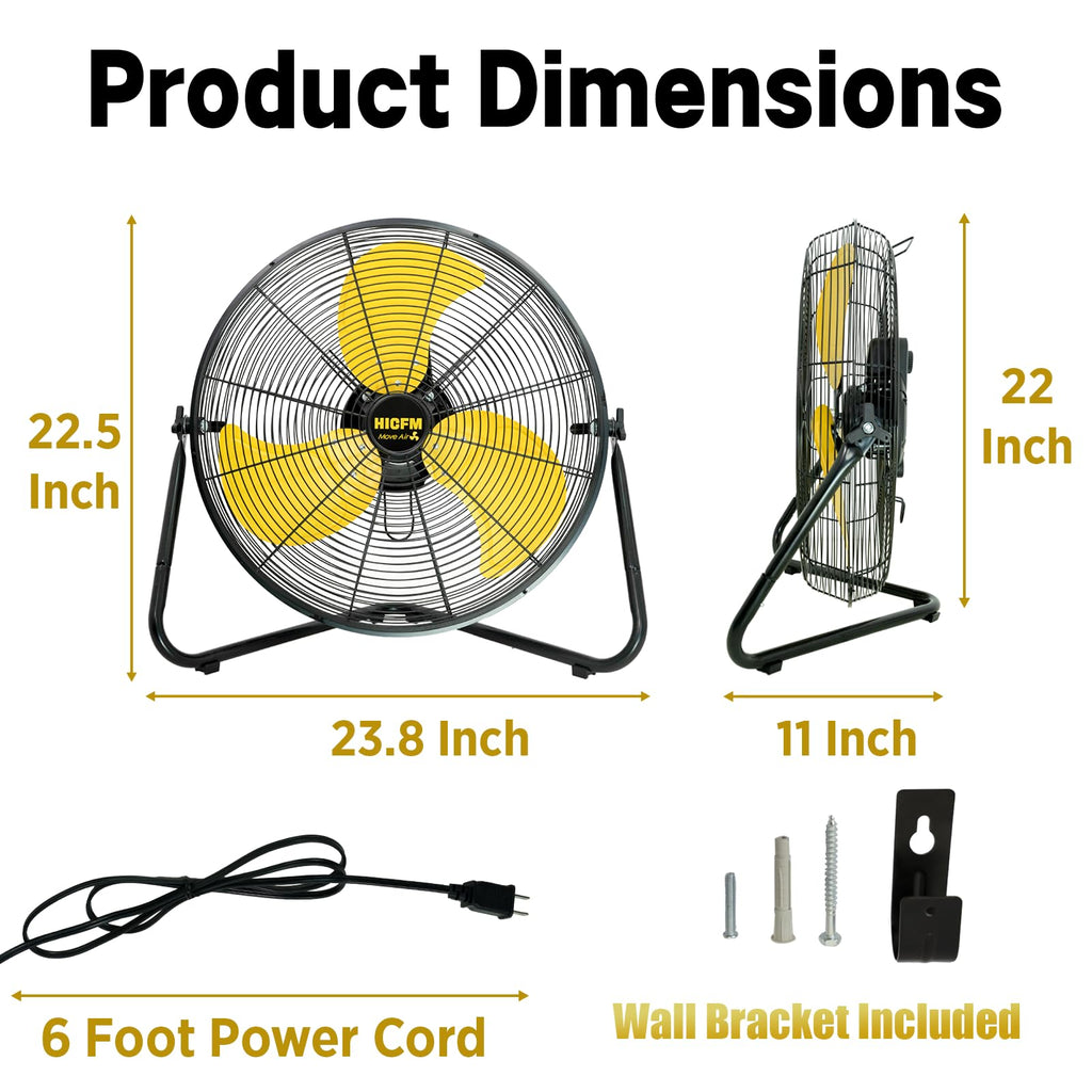 20" 6200 CFM High Velocity Metal Floor Fan B363