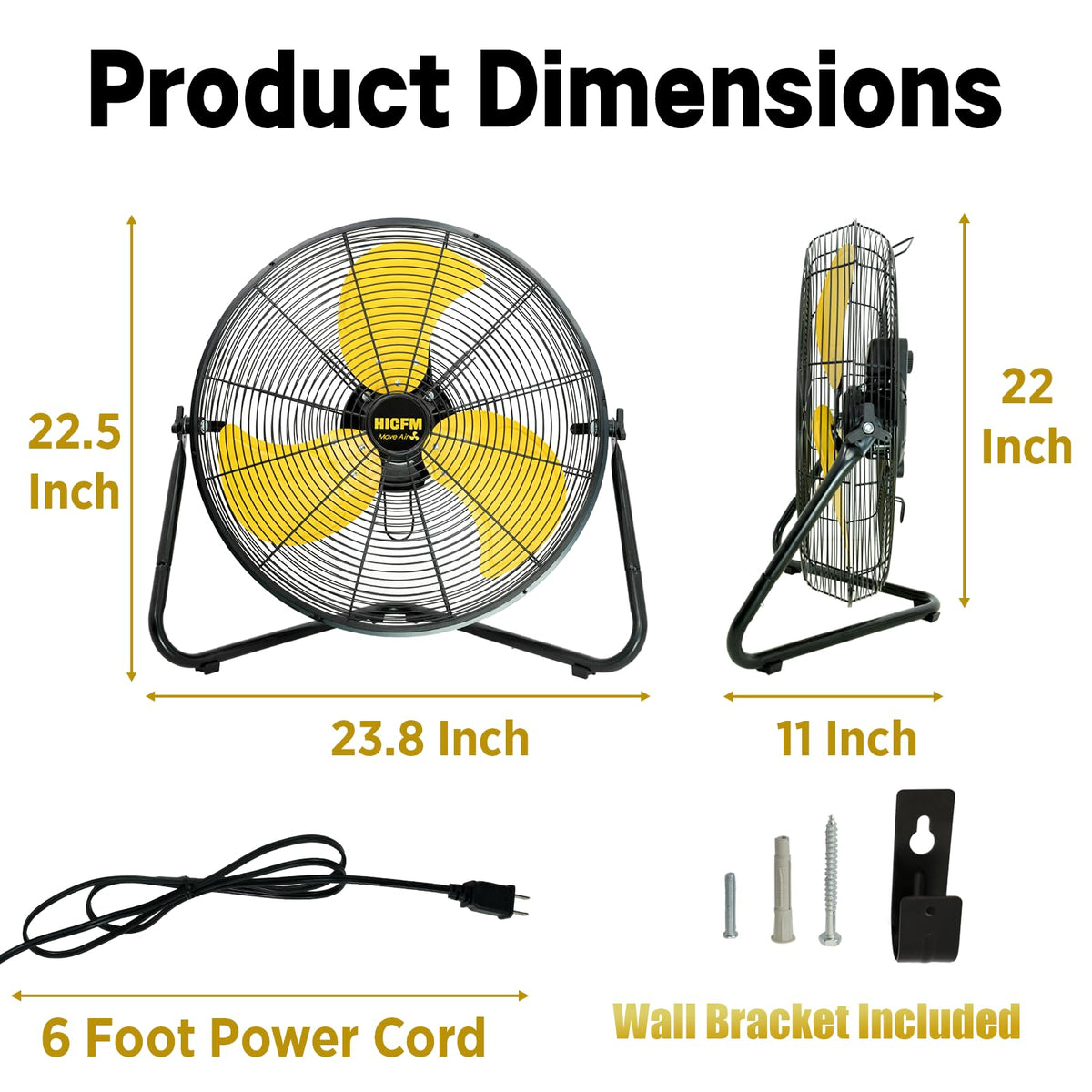 20" 6200 CFM High Velocity Metal Floor Fan B363