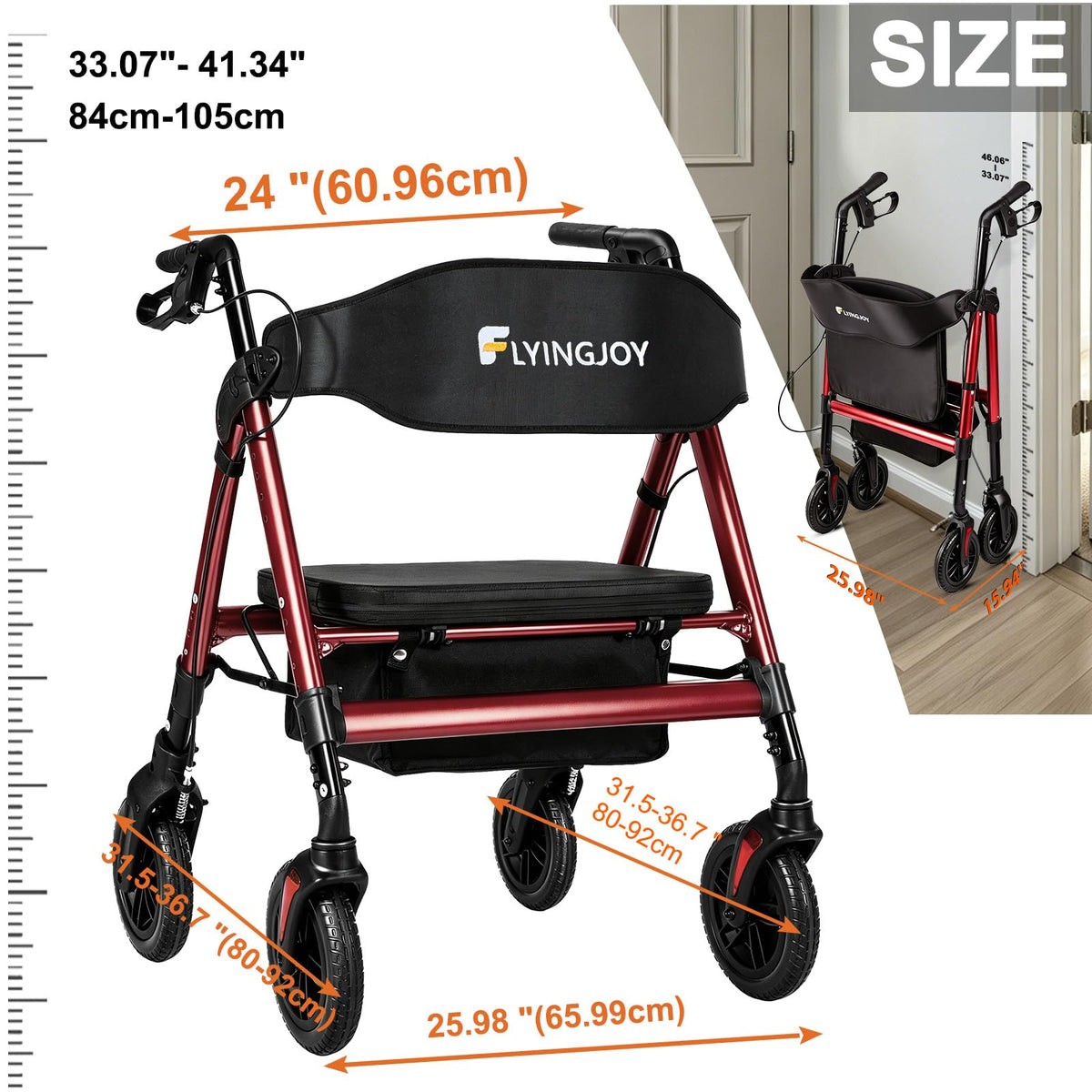 Heavy-Duty Bariatric Rollator Walker with Seat T529516